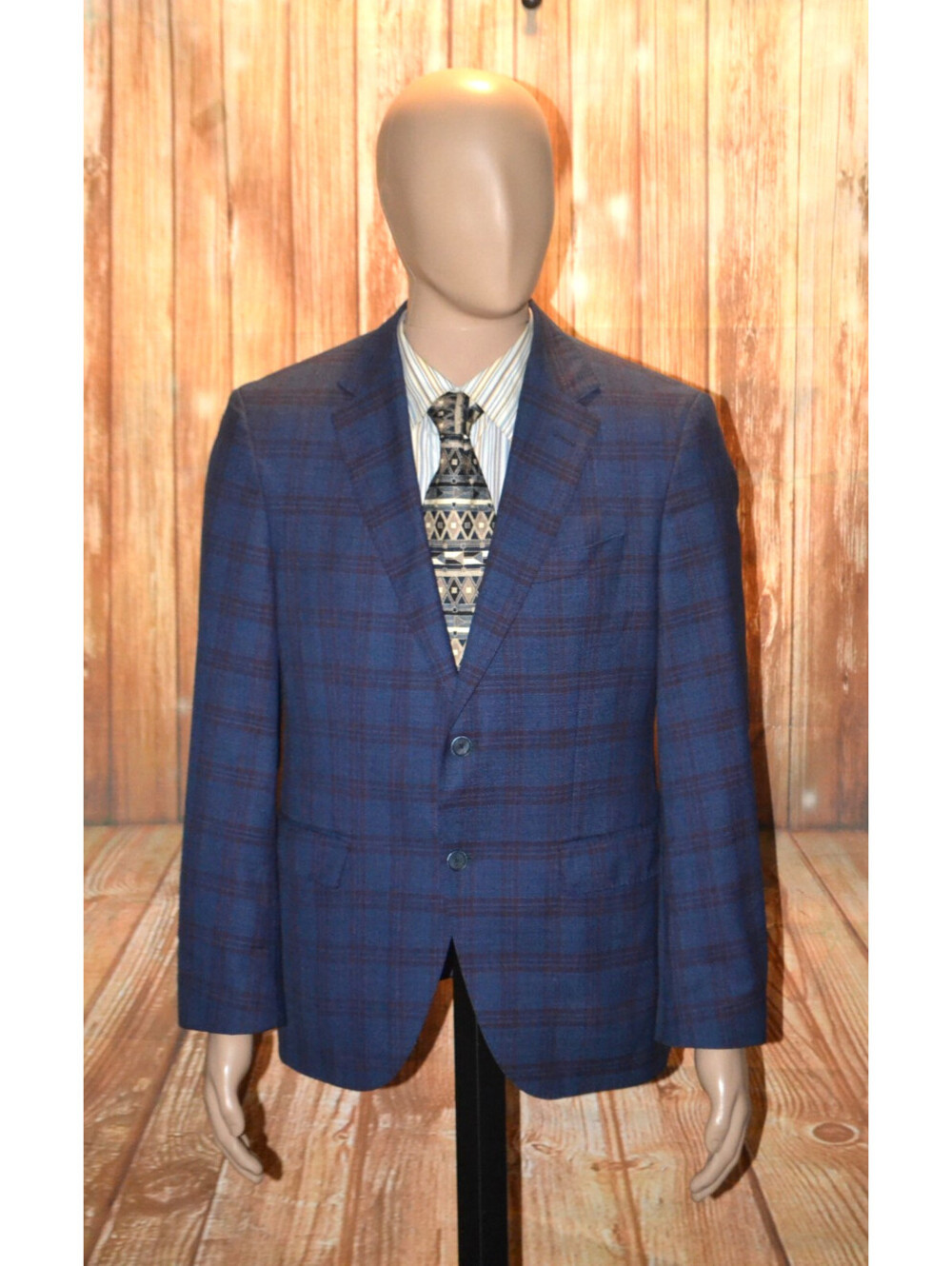 Hugo Boss Men Guabello Regular Fit Blue & Red Plaid Sports Coat Sz 40S